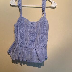 Blue Smocked Peplum Camisole